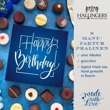 Happy Birthday blue L - Pralinen, ohne Alkohol handmade