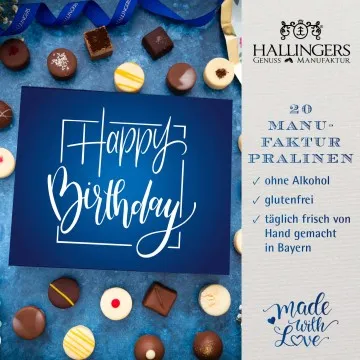 Happy Birthday blue XL - Pralinen, ohne Alkohol handmade