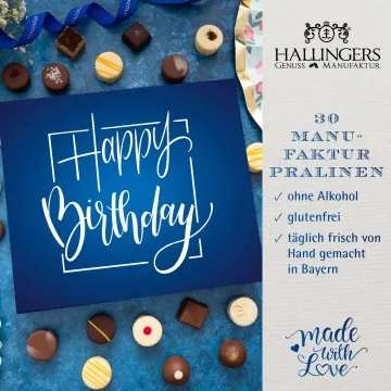 Happy Birthday blue XXL - Pralinen, ohne Alkohol handmade