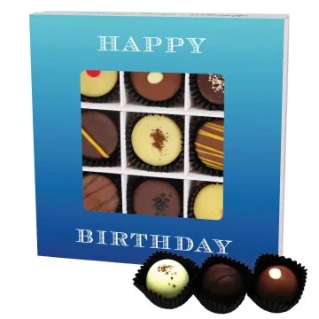 Happy Birthday L (Pralinenbox) - Manufaktur Pralinen Geschenk handmade teils mit Alkohol aus Edelkakao Schokolade (108g)