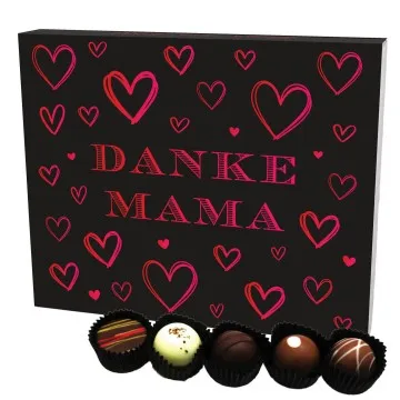 Danke Mama 20 (Pralinenbox) - Manufaktur Pralinen Geschenk handmade ohne Alkohol aus Edelkakao Schokolade (240g)