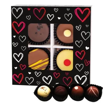 Love Black (Pralinenbox) - Valentintstag Manufaktur Pralinen Geschenk handmade teils mit Alkohol aus Edelkakao Schokolade (48g)