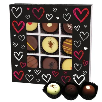 Love Black L (Pralinenbox) - Valentintstag Manufaktur Pralinen Geschenk handmade teils mit Alkohol aus Edelkakao Schokolade (108g)