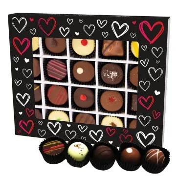 Love Black XL (Pralinenbox) - Valentinstag Manufaktur Pralinen Geschenk handmade teils mit Alkohol aus Edelkakao Schokolade (240g)