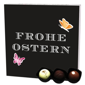 9er Pralinen-Mix handgemacht, ohne Alkohol (108g) - Frohe Ostern - Black (Pralinenbox)