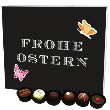 Frohe Ostern Black XXL (Pralinenbox) - Ostergeschenke für Osterkörbchen zu Ostern, Pralinen handmade ohne Alkohol (360g)