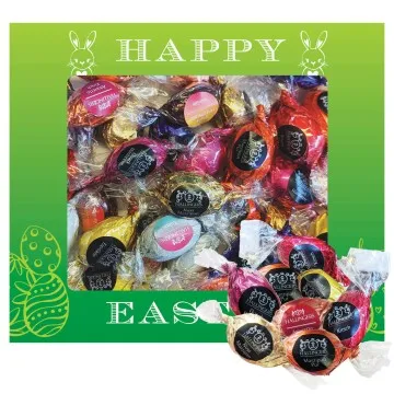 Happy Easter XXL (Pralinenbox) - Ostergeschenke für Osterkörbchen zu Ostern, Pralinen Ostereier handmade teils mit Alkohol (442g)