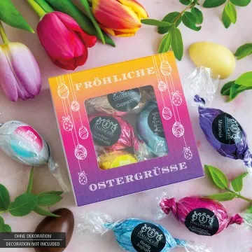 Fröhliche Ostergrüße (Pralinen-Ostereier-Mix)