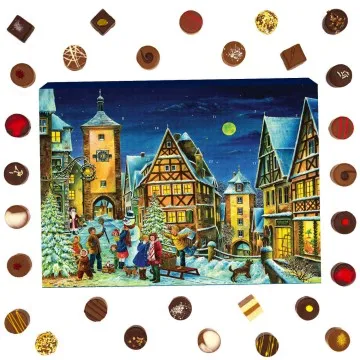 Pralinen Adventskalender handmade, ganz ohne Alkohol (300g) - Rothenburg (Advents-Karton)