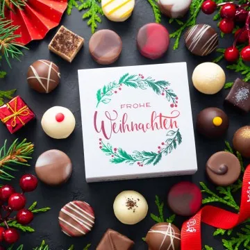 Frohe Weihnachten Kranz (Pralinen Mix, ohne Alkohol)