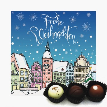 9er Pralinen-Mix handgemacht, ohne Alkohol (108g) - Frohe Weihnachten, Landsberg (Pralinenbox)