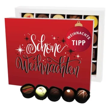 Schöne Weihnachten Rot XL (Pralinenbox) - Manufaktur Pralinen Weihnachten Geschenk handmade ohne Alkohol aus Edelkakao Schokolade (240g)