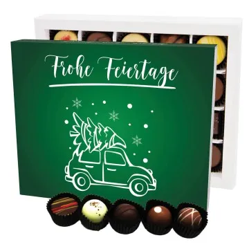 Frohe Feiertage XL (Pralinenbox) - Manufaktur Pralinen Weihnachten Geschenk handmade ohne Alkohol aus Edelkakao Schokolade (240g)