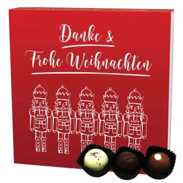 Danke & Frohe Weihnachten L (Pralinenbox) - Manufaktur Pralinen Weihnachten Geschenk handmade ohne Alkohol aus Edelkakao Schokolade (108g)