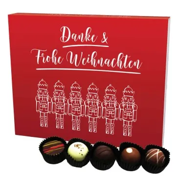 Danke & Frohe Weihnachten XL (Pralinenbox) - Manufaktur Pralinen Weihnachten Geschenk handmade ohne Alkohol aus Edelkakao Schokolade (240g)