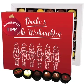 Danke & Frohe Weihnachten XXL (Pralinenbox) - Manufaktur Pralinen Weihnachten Geschenk handmade ohne Alkohol aus Edelkakao Schokolade (360g)