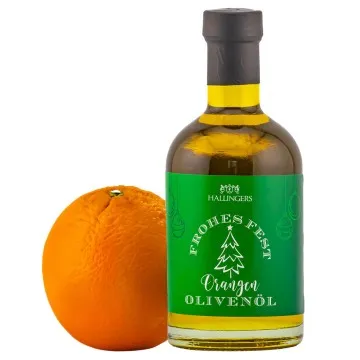 Olivenöl mit Orange Frohe Weihnachten (Exklusivflasche) - Weihnachtlich fruchtig-natives Olivenöl mit Orange zu Weihnachten als Geschenk zur Weihnacht (350ml)