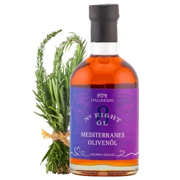 Mediterranes Olivenöl (Exklusivflasche) - Premium Speise-Öl zum Würzen, Marinieren und Grillen - Olivenölzubereitung (350ml)