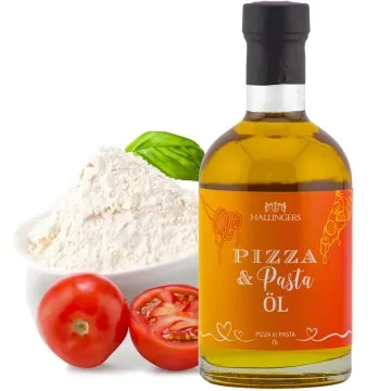 Pizza & Pasta Öl (Exklusivflasche) - Premium Speise-Öl zum Würzen, Marinieren und Grillen - Olivenölzubereitung mit Rucula (350ml)