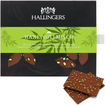 Vollmilch-Schokolade mit Hanf, zart schmelzend hand-geschöpft (90g) - Hanf Vollmilch (Tafel-Karton)