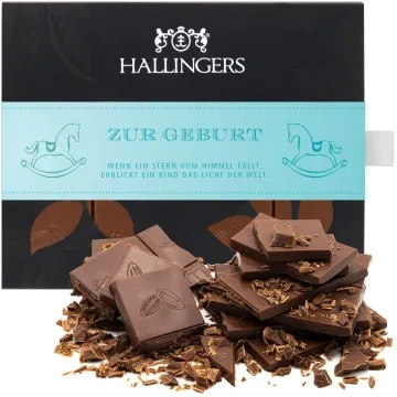Zur Geburt (Tafel-Karton) - Vollmilch Edel-Schokolade mit Honig & Joghurt, handmade (90g)