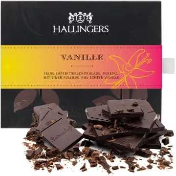 Zartbitter-Schokolade mit Bourbon-Vanille hand-geschöpft (90g) - Bourbon Vanille (Tafel-Karton)