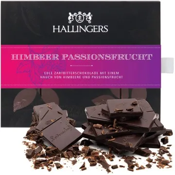 Zartbitter EdelSchokolade mit Himbeere & Maracuja - handmade (90g) - Himbeer-Passionsfrucht (Tafel-Karton)