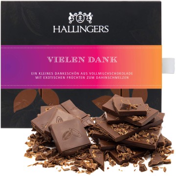 Vollmilch-Schokolade, zart schmelzend hand-geschöpft (90g) - Vielen Dank (Tafel-Karton)