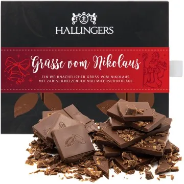 Grüße vom Nikolaus (Tafel-Karton) - Vollmilch Edel-Schokolade mit Orange & Zimt, handmade (90g)