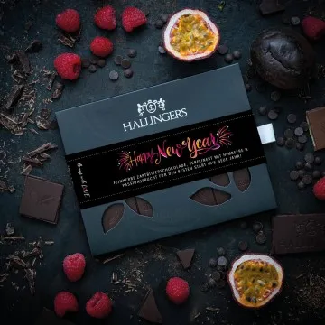 10x Happy New Year Pink (Schokoladentafel, Zartbitter)