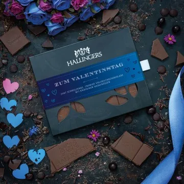 Zum Valentinstag - blue (Schokoladentafel, Vollmilch)