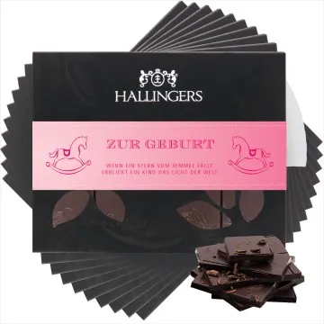 10x Zur Geburt (Schokoladentafel, Zartbitter)