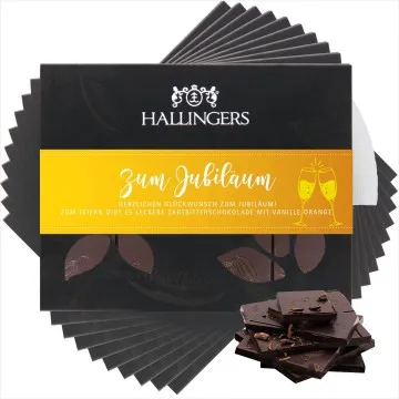 10x Zum Jubiläum (Schokoladentafel, Zartbitter)