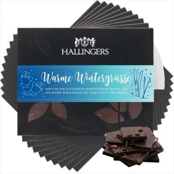 10x Warme Wintergrüße X Mas (Schokoladentafel, Zartbitter)