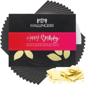 10x Happy Birthday Pink (Schokoladentafel, weiß)