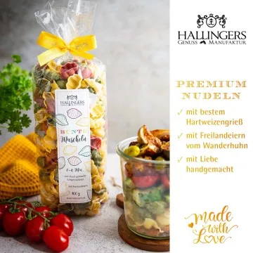 Bunte Muscheln - Edel-Pasta, aus Hartweizengries
