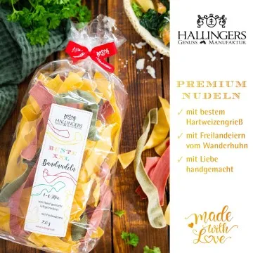 Bunte XXL Bandnudeln - Edel-Pasta, aus Hartweizengries