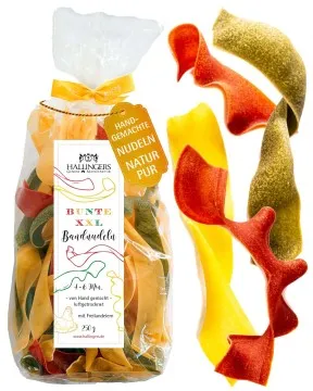 Bunte XXL Bandnudeln - Edel-Pasta, aus Hartweizengries