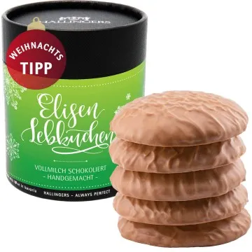 Vollmilch schokoliert (Naschdose) - 5 saftige Elisen-Lebkuchen hoher Kernanteil handgemacht in edler Papierdose (400g)