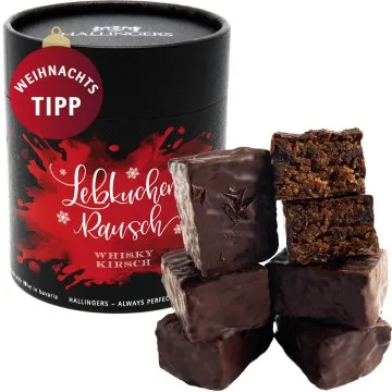 Lebkuchenrausch Whisky-Kirsch (Naschdose) - 6 saftige Lebkuchen-Würfel in der edlen Papierdose (330g)