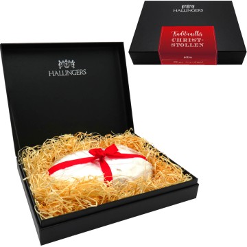 Traditionell gebackener Christstollen in edler Box (500g) - Traditioneller Christstollen (Design-Karton)