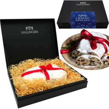 Festlicher Christstollen Blue (Design-Karton) - Traditionell gebackener Christstollen in edler Box (500g)