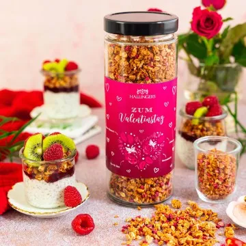 Zum Valentinstag, pink (Beeren-Müsli)