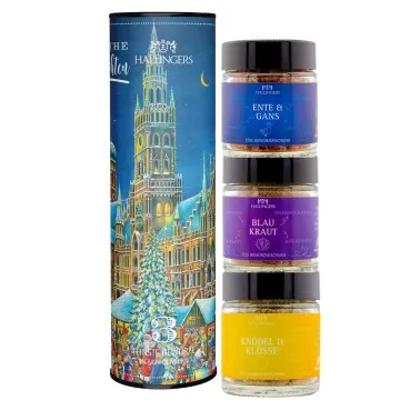 Fröhliche Weihnachten - Gewürz-Set, 3 Gläser in Geschenkdose