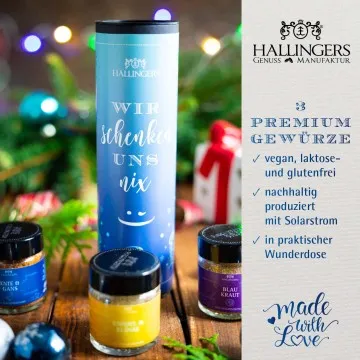 Wir schenken uns nix - Gewürz-Set, 3 Gläser in Geschenkdose