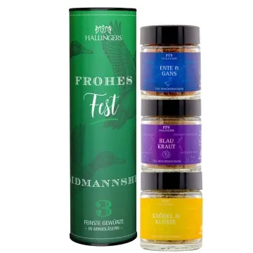 Frohes Fest Waidmannsheil - Gewürz-Set, 3 Gläser in Geschenkdose