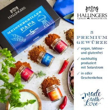 Meistergriller Papa - Gewürz-Set, 5er Geschenkbox & Booklet