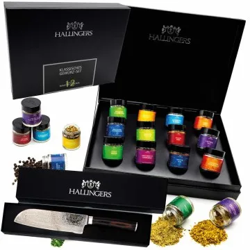 Klassisches Gewürz-Set & Deluxe Santoku 7 Zoll (12 Gewürze im Glas)