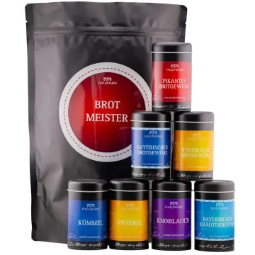 Brot Meister (Bundle) - Wundertüte XXL Gourmet Gewürze Geschenkset mit 7 Aromadosen - Gewürze rund ums Brot backen (567g)