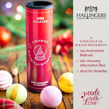Frohes Weihnachtsfest - Badebomben-Set, 4 Badekugeln Bath Bomb
